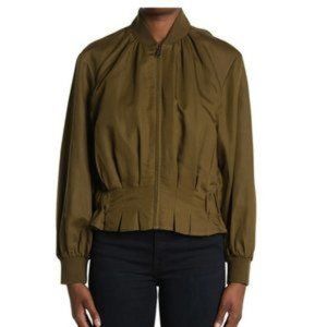 RARE - FRAME Smocked Linen Blend Cropped Bomber Jacket - Excellent Condition